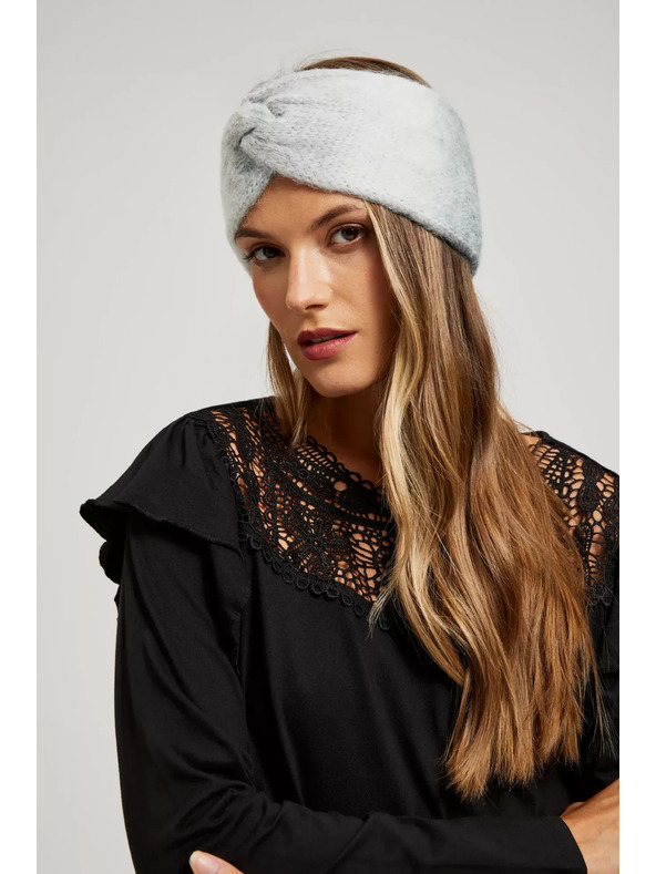 Moodo Teplá pletená čelenka do vlasov sivá Moodo