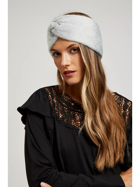 Moodo Teplá pletená čelenka do vlasov sivá Moodo