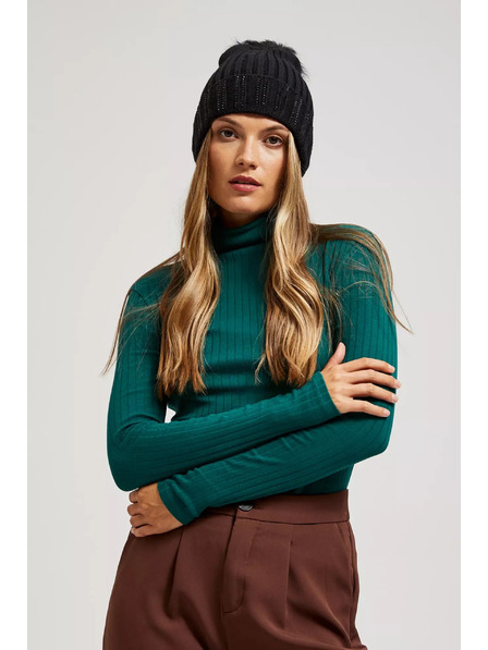 Moodo Čiapka s brmbolcom zdobená flitrami čierna Moodo