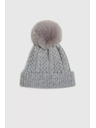 Moodo Čiapka s kožušinovým brmbolcom sivá Moodo