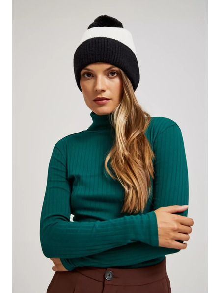 Moodo Čiapka s brmbolcom čierno-biela Moodo