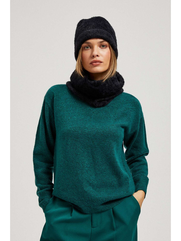 Moodo Teplá kožušinová čiapka čierna Moodo