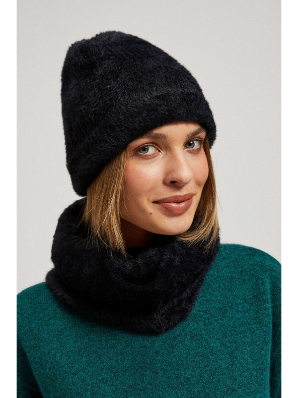 Moodo Teplá kožušinová čiapka čierna Moodo