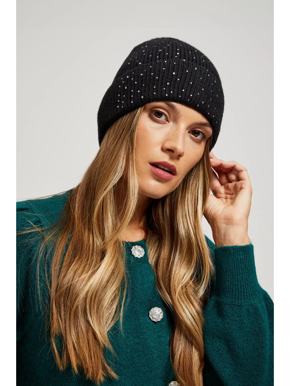 Moodo Pletená čierna čiapka Moodo