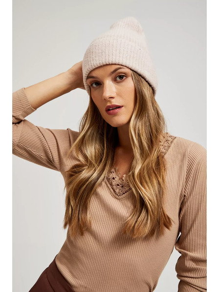 Moodo Pletená púdrovo ružová čiapka Moodo