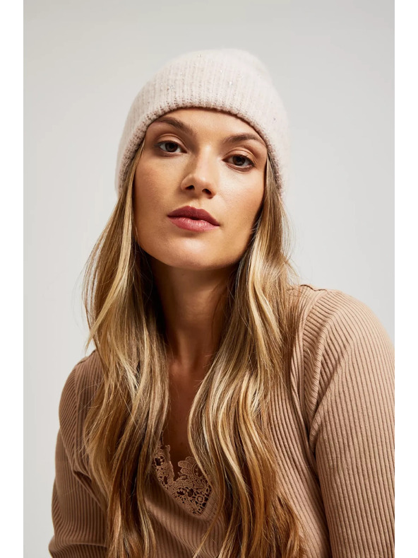 Moodo Pletená púdrovo ružová čiapka Moodo