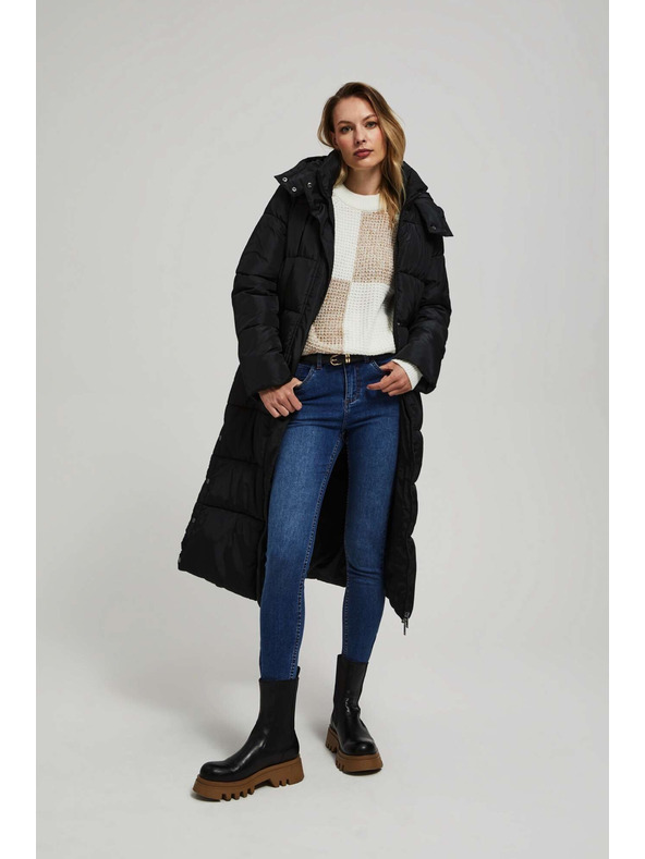 Moodo Prešívaná bunda s kapucňou čierna Moodo