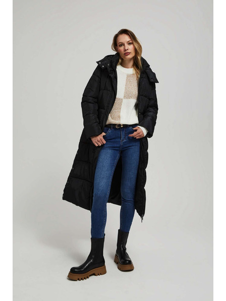 Moodo Prešívaná bunda s kapucňou čierna Moodo