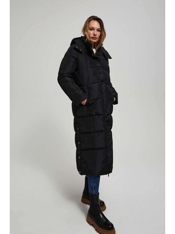 Moodo Prešívaná bunda s kapucňou čierna Moodo