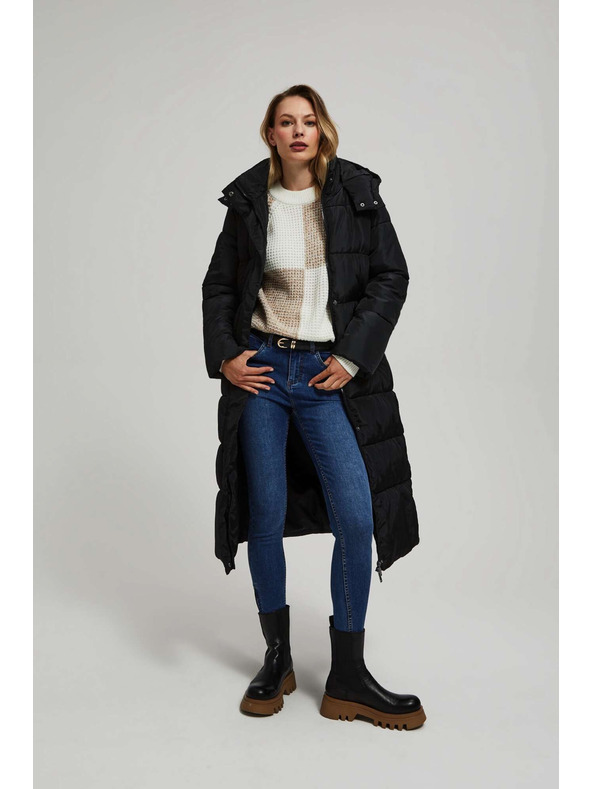 Moodo Prešívaná bunda s kapucňou čierna Moodo