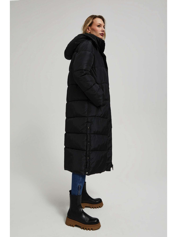 Moodo Prešívaná bunda s kapucňou čierna Moodo