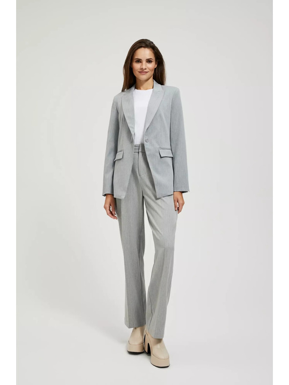 Moodo Sivé jednostranné sako v jemných pruhoch Moodo