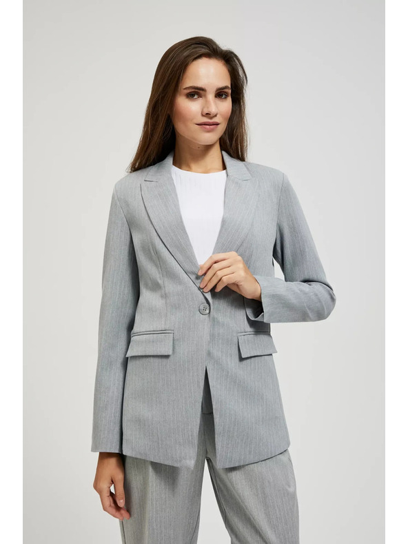 Moodo Sivé jednostranné sako v jemných pruhoch Moodo