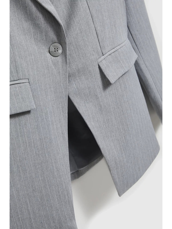 Moodo Sivé jednostranné sako v jemných pruhoch Moodo