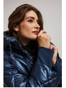 Moodo Metalická prešívaná bunda tmavo modrá Moodo