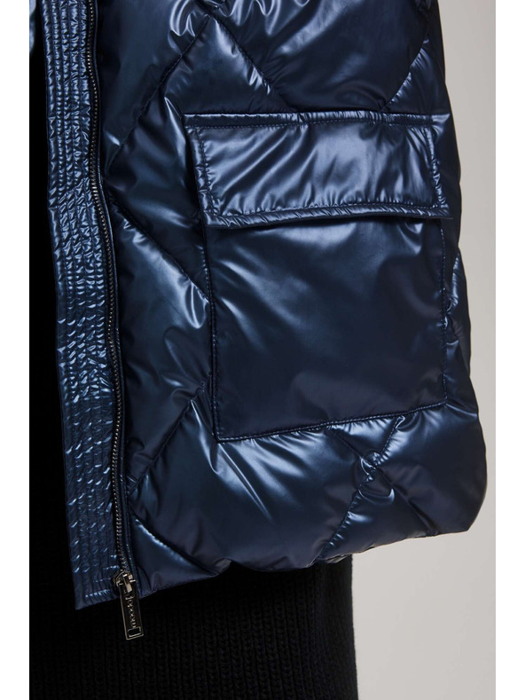 Moodo Metalická prešívaná bunda tmavo modrá Moodo