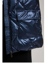Moodo Metalická prešívaná bunda tmavo modrá Moodo
