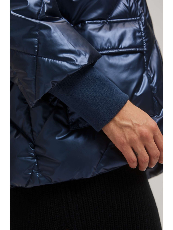 Moodo Metalická prešívaná bunda tmavo modrá Moodo