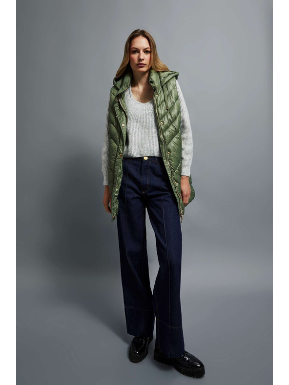 Moodo Prešívaná vesta s kapucňou olivová Moodo