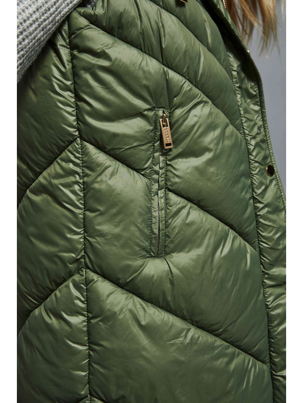 Moodo Prešívaná vesta s kapucňou olivová Moodo