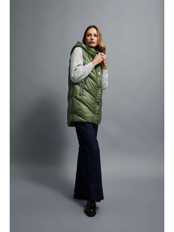 Moodo Prešívaná vesta s kapucňou olivová Moodo