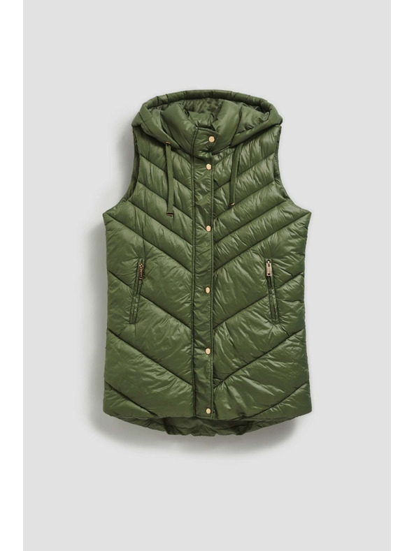 Moodo Prešívaná vesta s kapucňou olivová Moodo