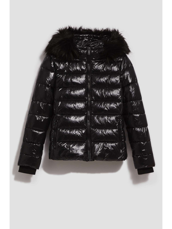 Moodo Prešívaná bunda s kožušinovou kapucňou Moodo