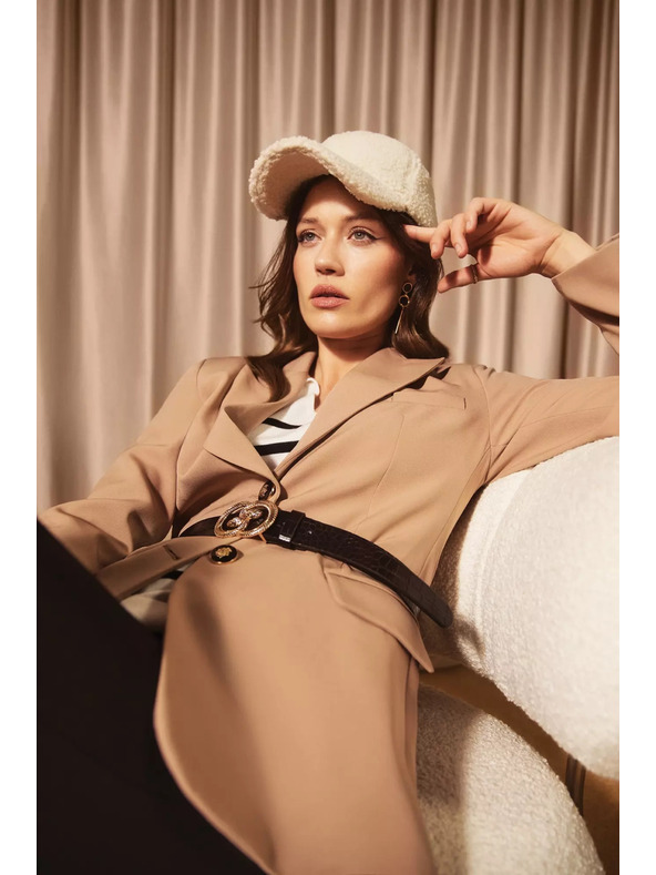 Moodo Jednostranný blejzer tmavo béžový Moodo