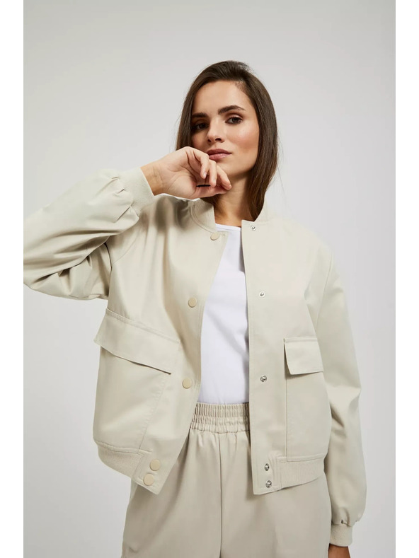 Moodo Béžová bomber bunda s vreckami Moodo