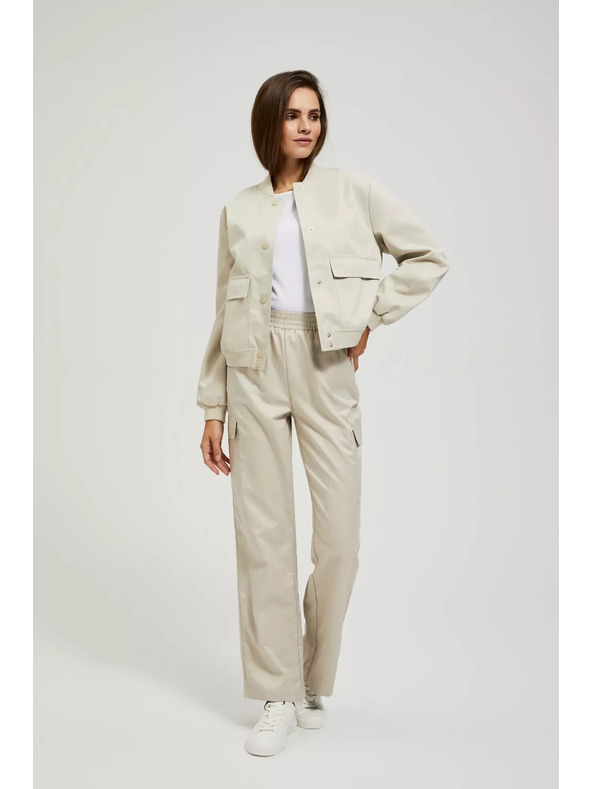 Moodo Béžová bomber bunda s vreckami Moodo