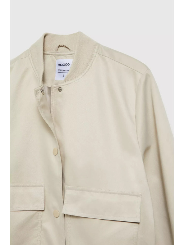 Moodo Béžová bomber bunda s vreckami Moodo