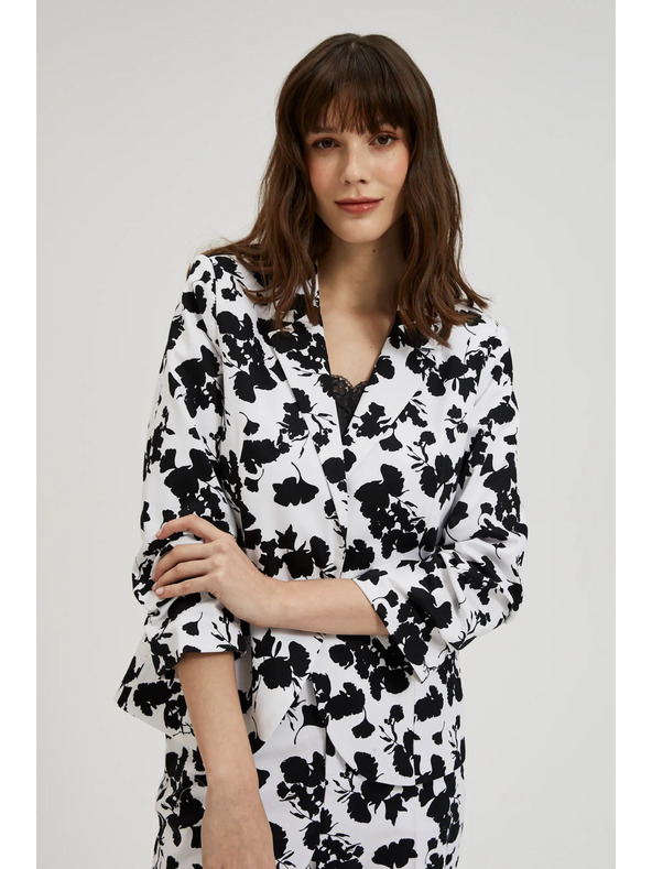 Moodo Sako s 3/4 rukávmi čierno-biele Moodo