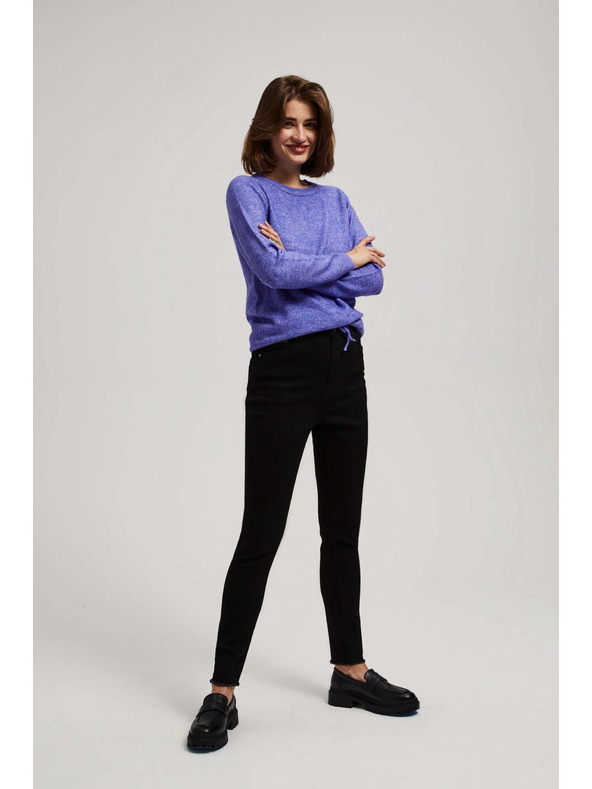 Moodo Úzke džínsy so stredným pásom čierne Moodo