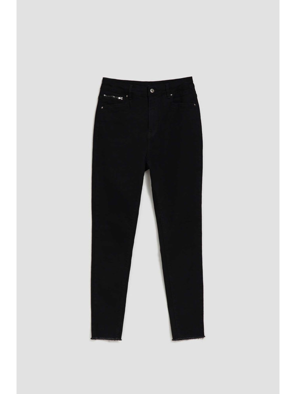 Moodo Úzke džínsy so stredným pásom čierne Moodo