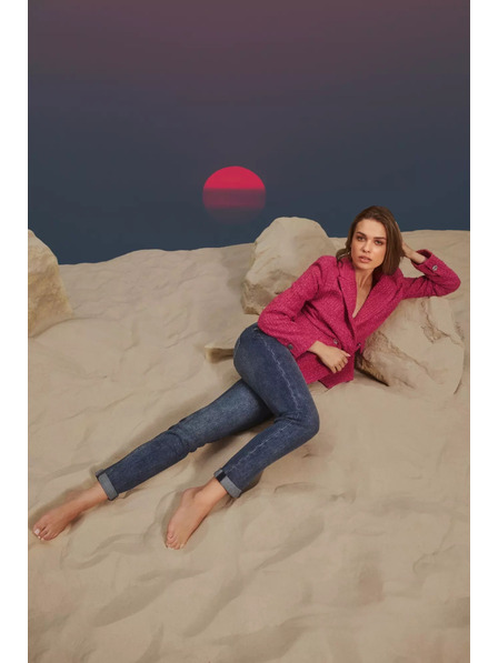 Moodo Tmavo modré boyfriend džínsy Moodo