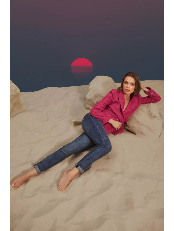 Moodo Tmavo modré boyfriend džínsy Moodo