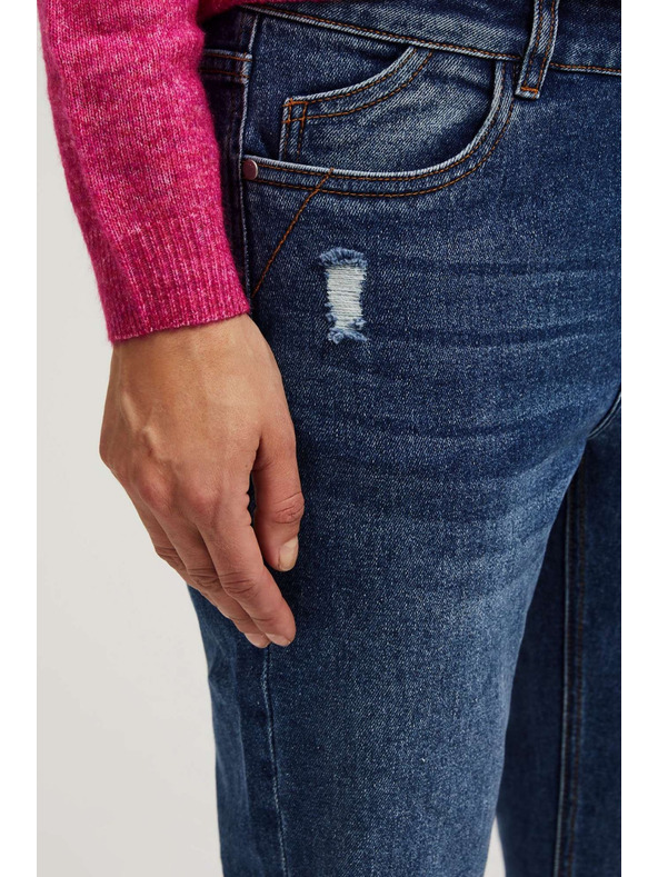 Moodo Tmavo modré boyfriend džínsy Moodo