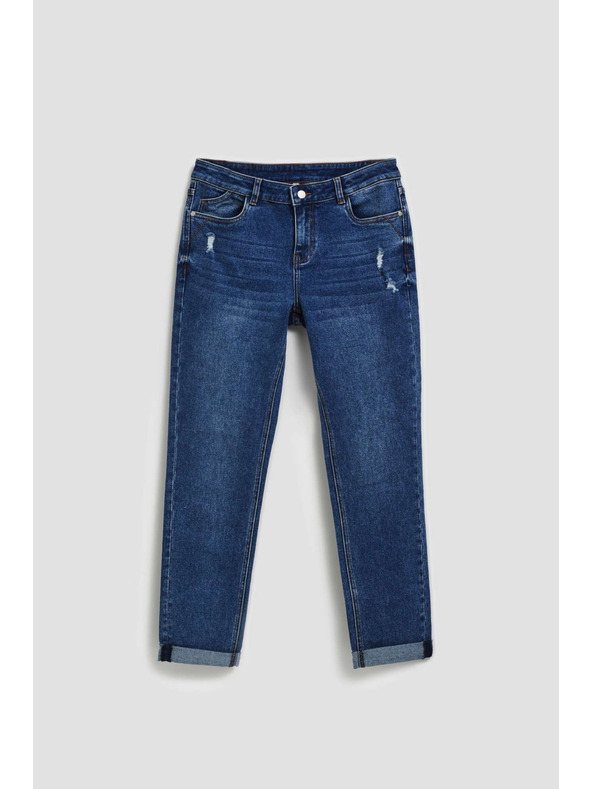 Moodo Tmavo modré boyfriend džínsy Moodo