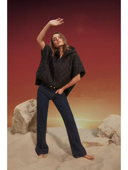 Moodo Tmavo modré džínsy wide leg so stredným pásom Moodo