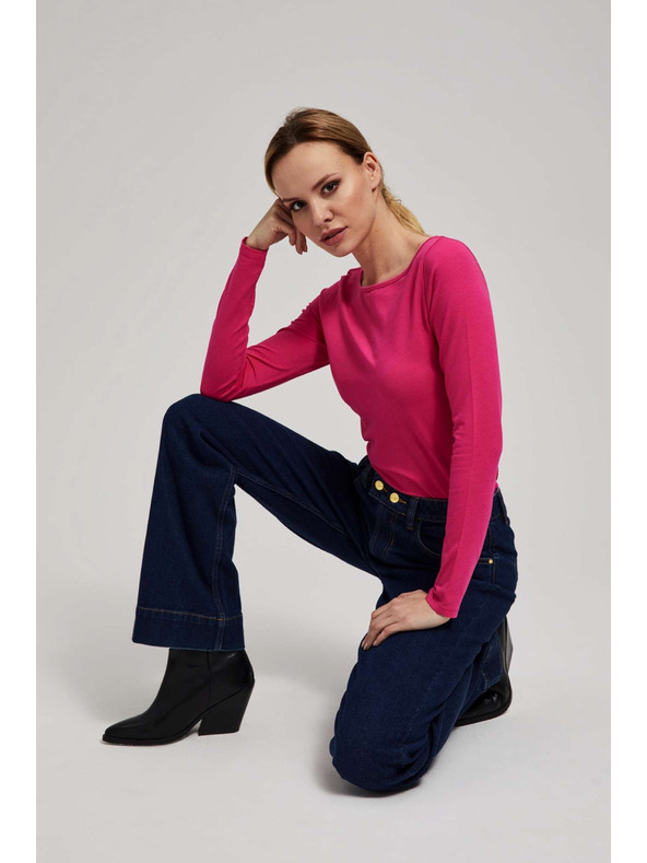 Moodo Tmavo modré džínsy wide leg so stredným pásom Moodo