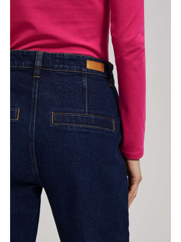 Moodo Tmavo modré džínsy wide leg so stredným pásom Moodo