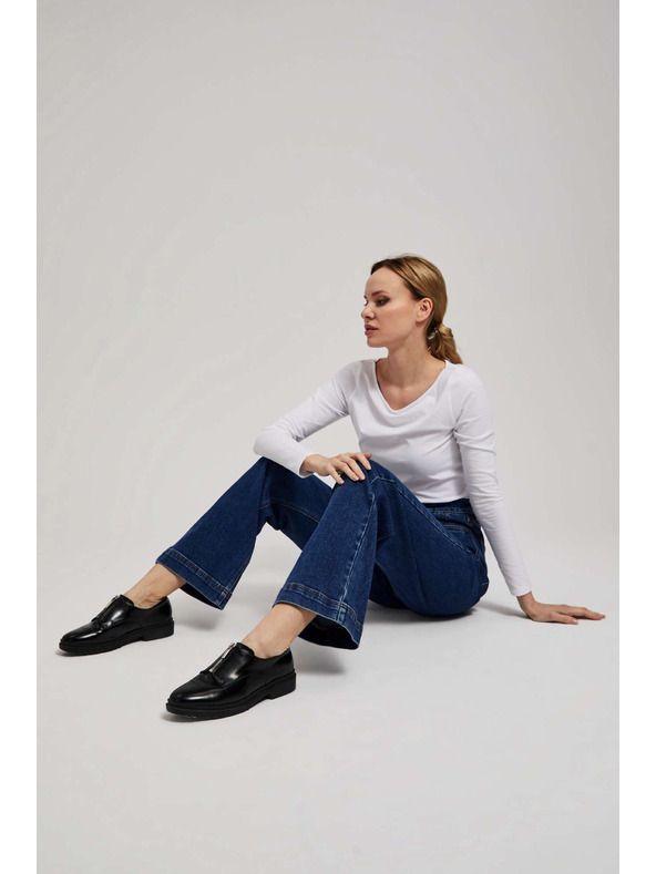 Moodo Tmavo modré džínsy wide leg zapínané na dvojité gombíky Moodo