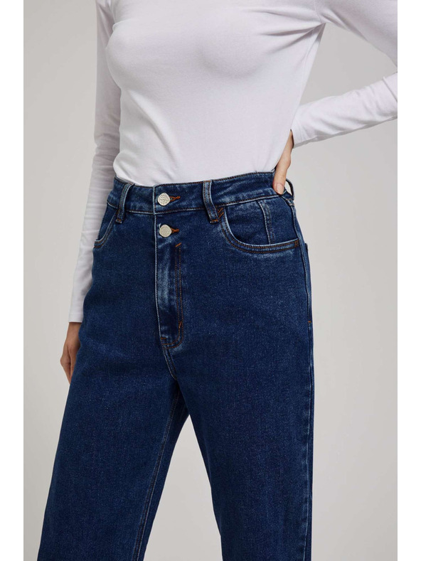 Moodo Tmavo modré džínsy wide leg zapínané na dvojité gombíky Moodo