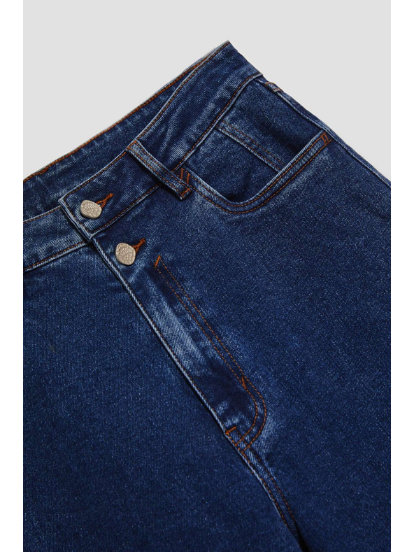 Moodo Tmavo modré džínsy wide leg zapínané na dvojité gombíky Moodo