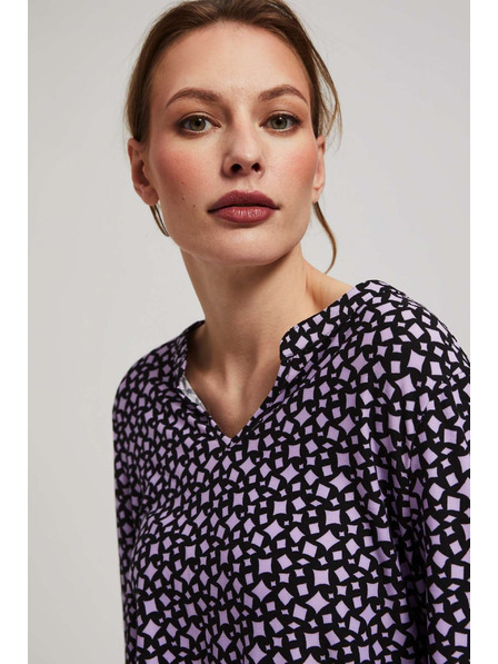 Moodo Vzorovaná blúzka s výstrihom do V levanduľová Moodo