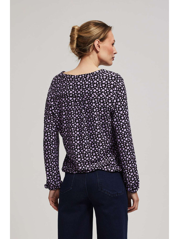 Moodo Vzorovaná blúzka s výstrihom do V levanduľová Moodo