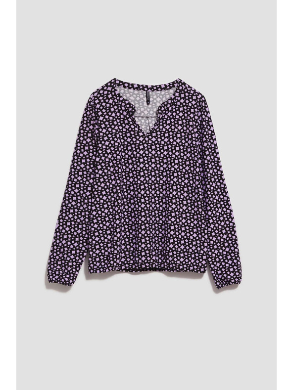 Moodo Vzorovaná blúzka s výstrihom do V levanduľová Moodo
