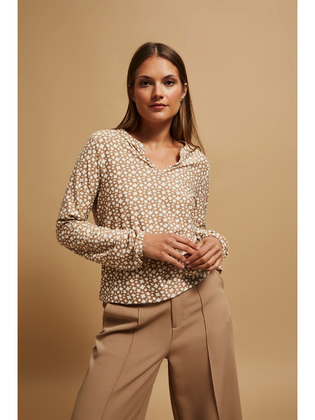 Moodo Vzorovaná blúzka s výstrihom do V perleťová Moodo