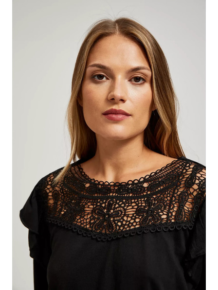 Moodo Čierne tričko s čipkou Moodo