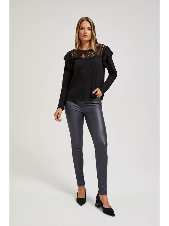 Moodo Čierne tričko s čipkou Moodo